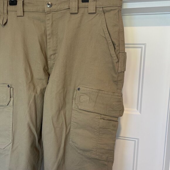 DULUTH Work Pants Men 38x31 Tan/Khaki Flex Fire Hose Relaxed Fit Cargo Pants - Picture 3 of 9